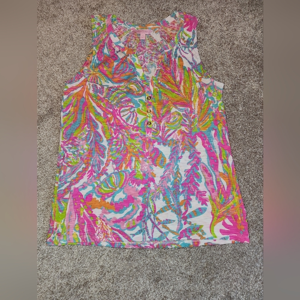 Lilly Pulitzer Size Medium Multicolor Sleeveless Womens Shirt